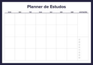 Planner Semanal de Estudos, plataforma para ead