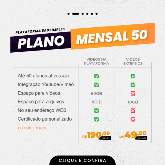 Melhor Plataforma ead plano mensal 50