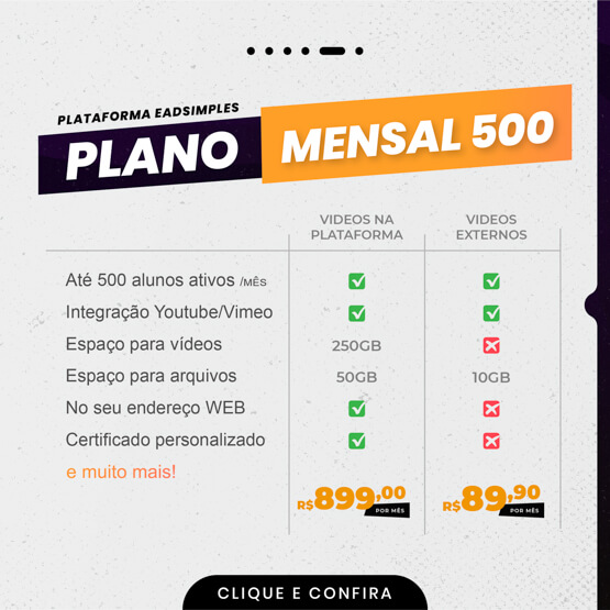 Melhor Plataforma ead plano mensal 500